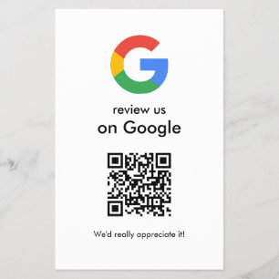 Flyer Sinal de QR Code do Google para Avaliar Negócios M