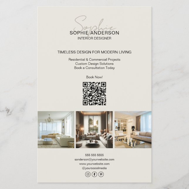 Flyer Sinal de QR de Foto de Script Moderno Profissional (Frente)