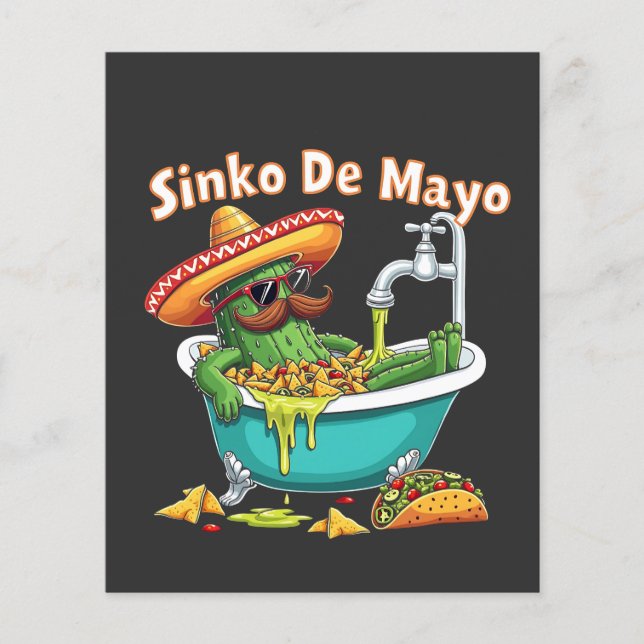 Flyer Sinko de Mayo"Cinco engraçados de Mayo Cactus (Frente)