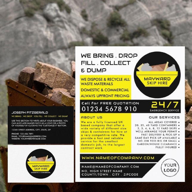 Flyer Skip Amarelo, Skip/Dumpster Company (Criador carregado)