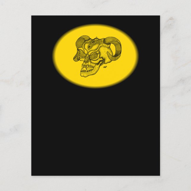 Flyer Skull Devil Head Black and Yellow Design (Frente)