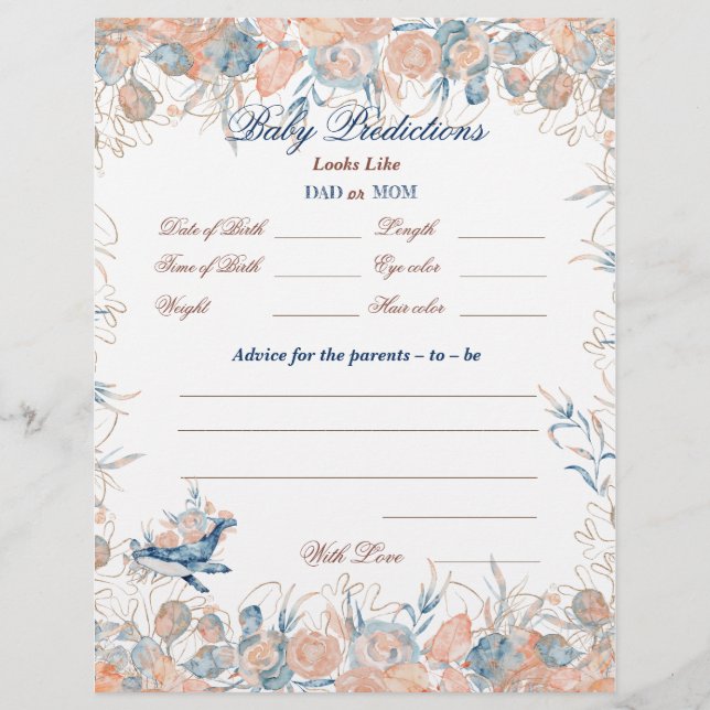 Flyer Sob o Chá de fraldas de Aquarela do Mar (Frente)