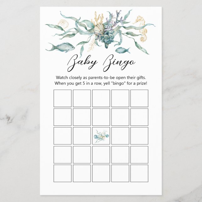 Flyer Sob o Conselho do jogo Sea Jellyfish Baby Bingo Ca (Frente)