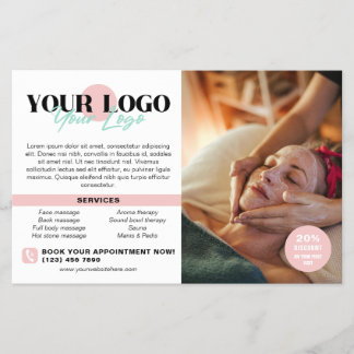 Flyer Soft Pink Your Logo Photos QR Spa Salon
