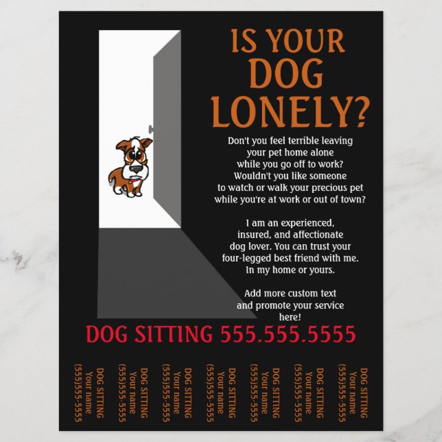 Flyer Solitário Cachorro Sitting.Sitter.Service.Business (Frente)