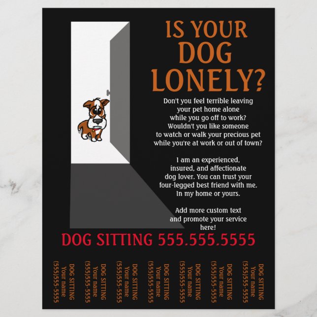 Flyer Solitário Cachorro Sitting.Sitter.Service.Business (Frente)