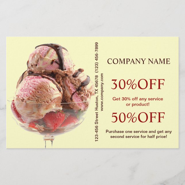 Flyer Sorvete de doces de mesa-sundae (Frente)