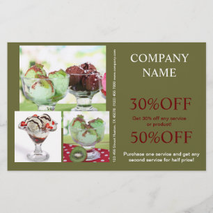 Flyer Sorvete retro do sundae da sobremesa