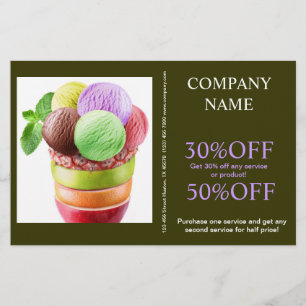 Flyer Sorvete retro dos doces do sundae da sobremesa