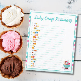 Flyer Sorvete Sundae Chá de fraldas Emoji Pictionary