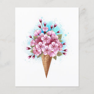 Flyer Sorvete Waffle Rosa Sakura Cone