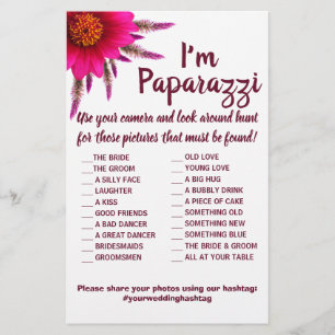 Flyer Sou paparazzi Game Card Purple Flower Wedding
