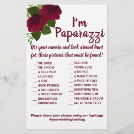 Flyer Sou paparazzi Game Card Red Flower Wedding