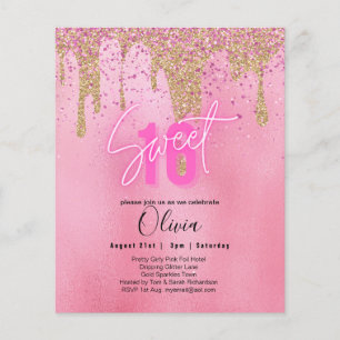 Flyer Sparkles Sweet16 Bonito Girly Pink 16th Birthday
