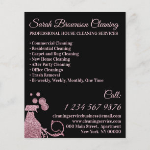 Flyer Spray Preto Rosa Limpeza de Casa de Empregada Domé