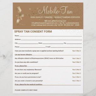 Flyer Spray Tan Business Plan Brown Consentient Waiver F