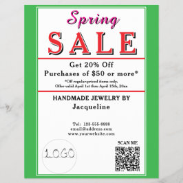 Flyer Spring Sale Jewelry Green White Heart