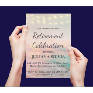 Flyer String Lights Beach Retirement Party