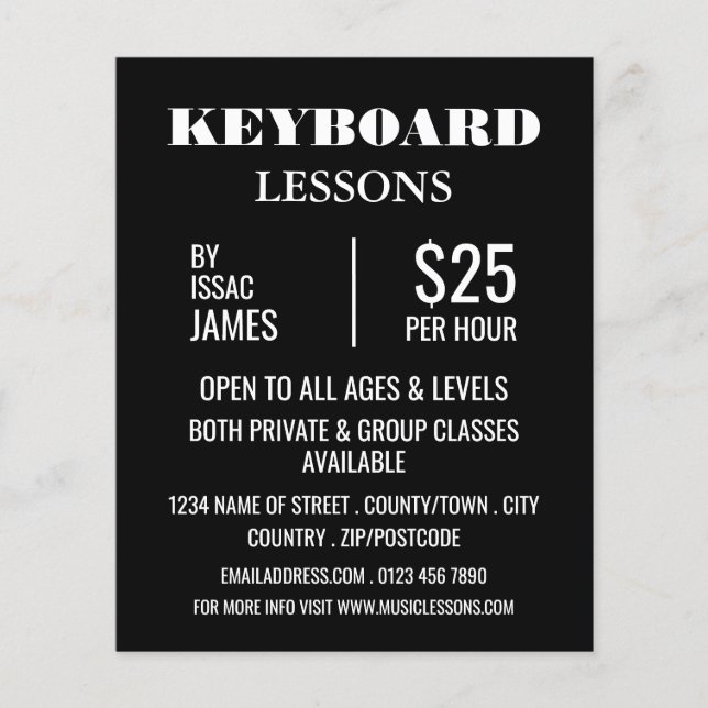 Flyer Stylish Keyboard Lessons Advertising (Frente)