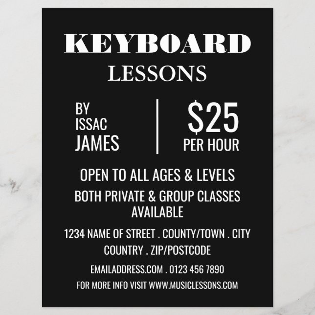 Flyer Stylish Keyboard Lessons Advertising (Frente)