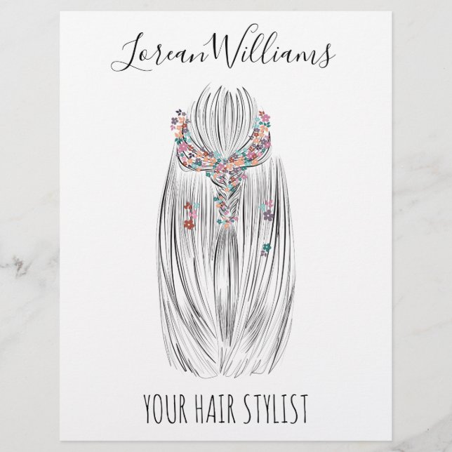 Flyer Stylish Pastel Hair Stylist Braid Hairstyle Flower (Frente)