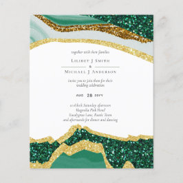 Flyer Sublime Emerald Green Dourado Agate Wedding