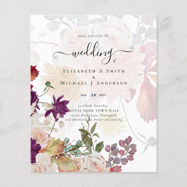 Flyer Sublime Mulberry laranja Floral Wedding Suite (Frente)