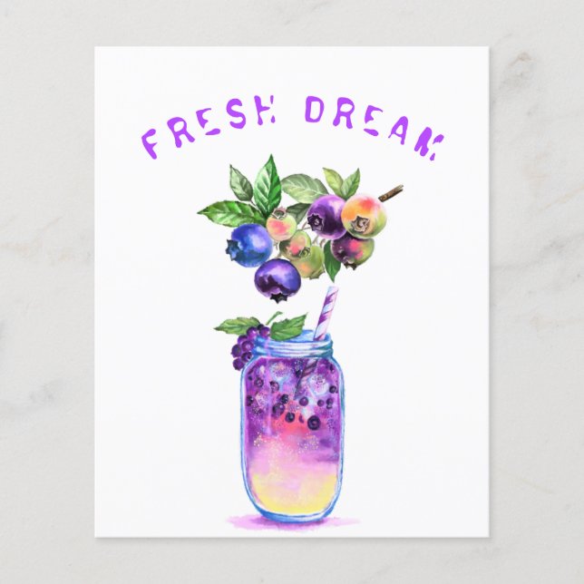 Flyer Suco Fresco de Mirtilo Bebida Gelada - Coquetel de (Frente)