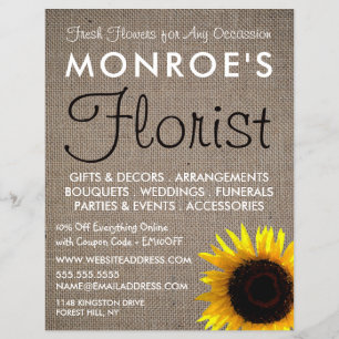 Flyer Sunflower e Burlap, Publicidade em Florestas