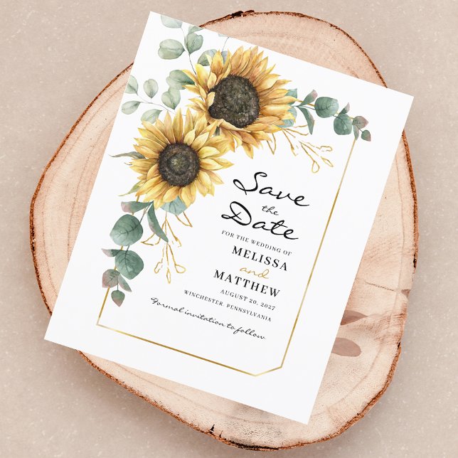 Flyer Sunflower Eucalyptus Floral Elegant Salvar Data (Sunflower Eucalyptus Floral Elegant Save The Date Flyer)