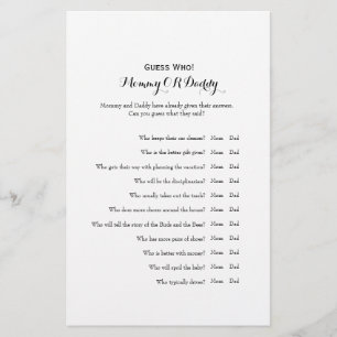 Flyer Suposição que jogo do chá de fraldas das mamãe