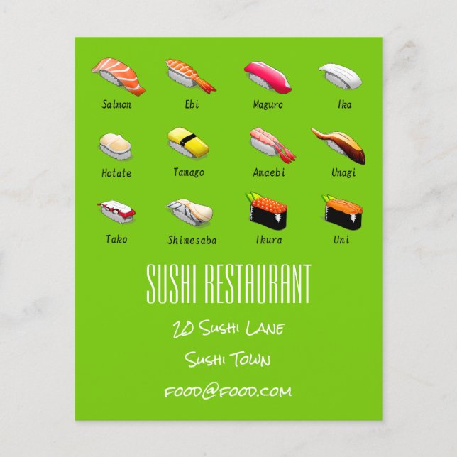 Flyer Sushi Chart - Restaurante moderno da comida japone (Frente)