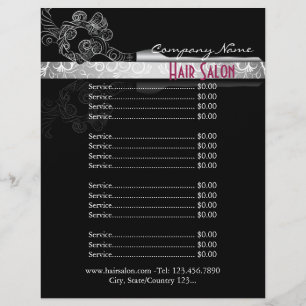 Flyer Tabela de preços extravagante do cabeleireiro