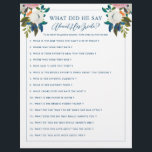 Flyer Tabuleiro Branco Azul do Jogo do Chá de panela Edi<br><div class="desc">Azul romântico e branco pintaram um jogo de chá de panela floral com texto azul. Mude o título e as perguntas para o que precisar. Os lindos florais pintados são Criados pelo Corte. Encontre-os no Creative Market https://crmrkt.com/7WdAX,  Etsy https://www.etsy.com/shop/CreateTheCut e www.createthecut.com</div>