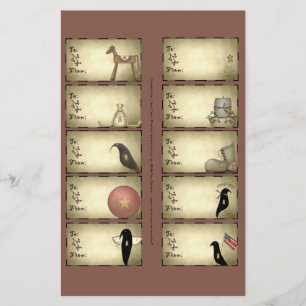 Flyer Tag primitivos em uma folha - D3 do presente das