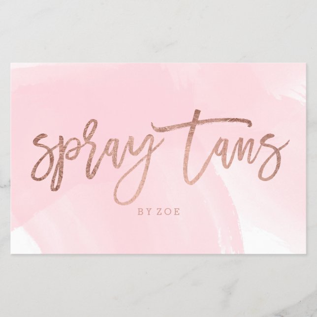 Flyer Tans Spray logótipo elegante rosa dourado tipograf (Frente)