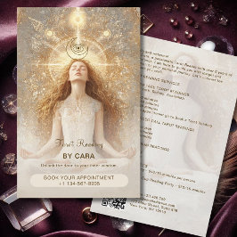 Flyer Tarot Mystic Woman Olho Lua Dourado Código QR