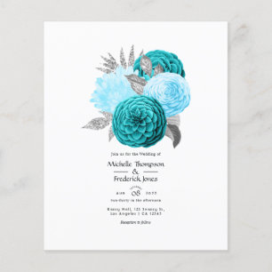 Flyer Teal - Turquesa e Casamento Floral de Prata