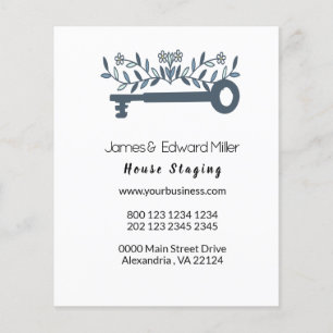 Flyer Tecla HOME da propriedade floral azul bonito do