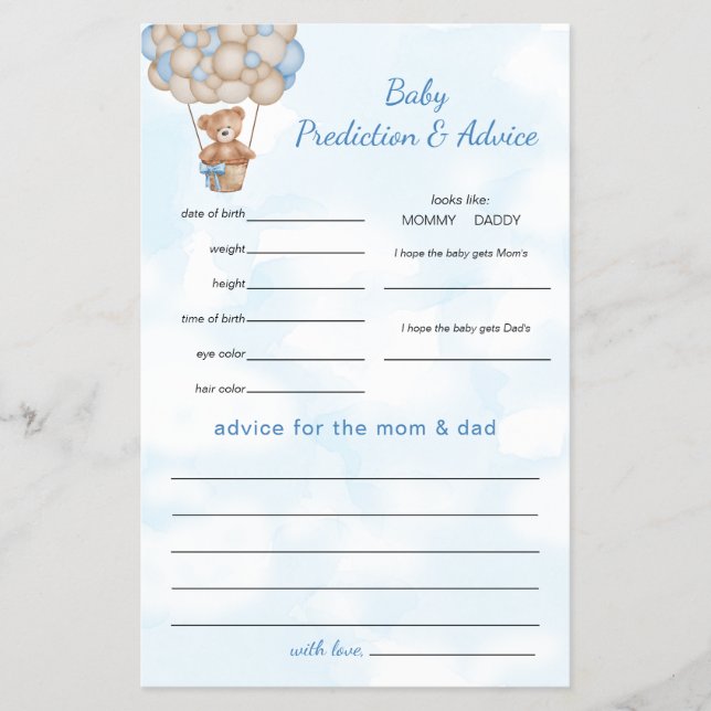 Flyer Teddy Bear Predictions and Advice (Frente)