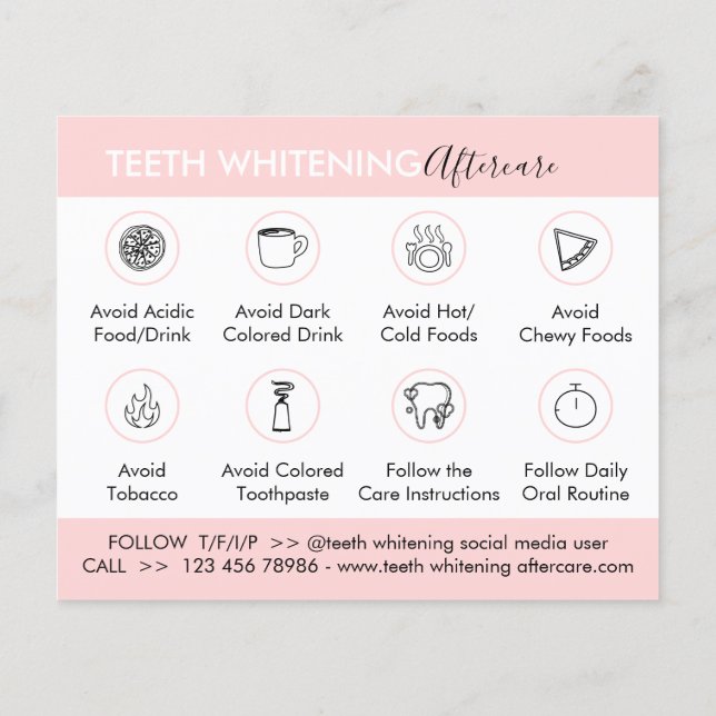 Flyer Teeth Whitening Aftercare Instruction Caring Tip (Verso)