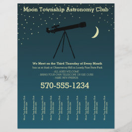 Flyer Telescópio do Clube Astronômico e Estrelas Rasgam 