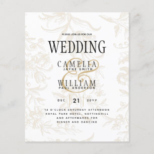 Flyer Tema de Casamento Preto Vintage Dourado Damask