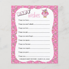 Flyer Tema do Chá de fraldas da Coruja de Bolinhas rosa