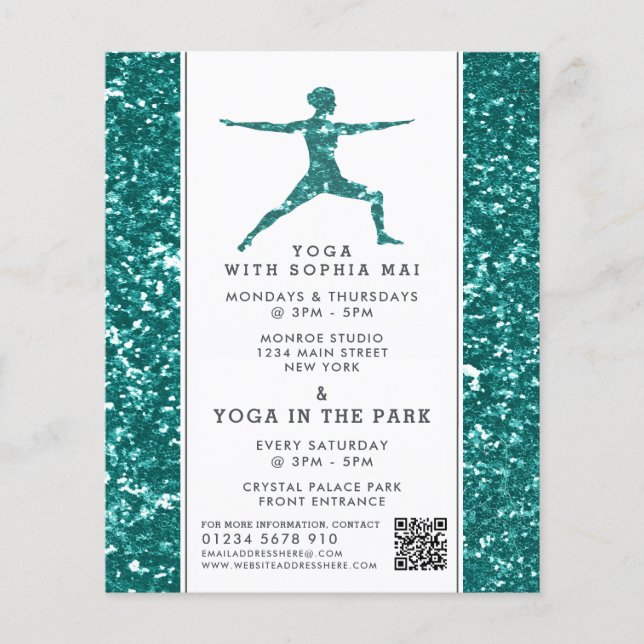Flyer Tendy Aqua Glitter Effect Yoga Classe Publicidade (Frente)