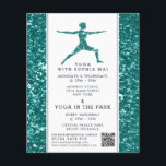 Flyer Tendy Aqua Glitter Effect Yoga Classe Publicidade<br><div class="desc">Os Folhetos De Publicidade Da Classe Yoga Do Efeito Glitter Da Tendy Aqua Pela Loja De Cartão de visita.</div>