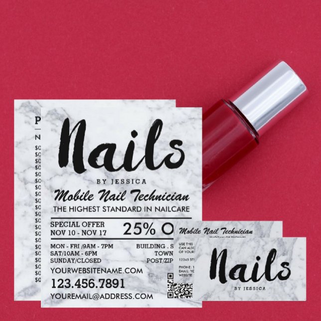 Flyer Tendy Modern Marble Nail Technician, Nail Salon (Criador carregado)