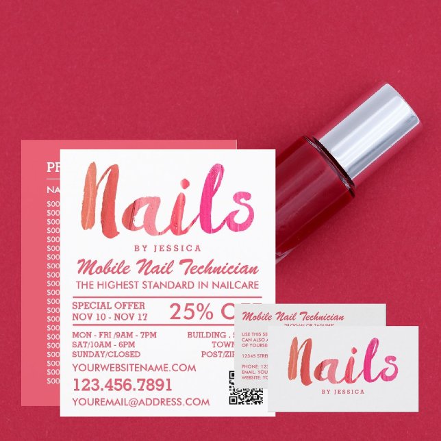 Flyer Tendy Modern Pink Nail Technician, Nail Salon (Criador carregado)