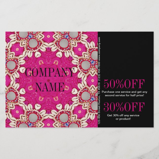 Flyer terapeuta de massagem de chakra fuchsia bohemiana  (Frente)