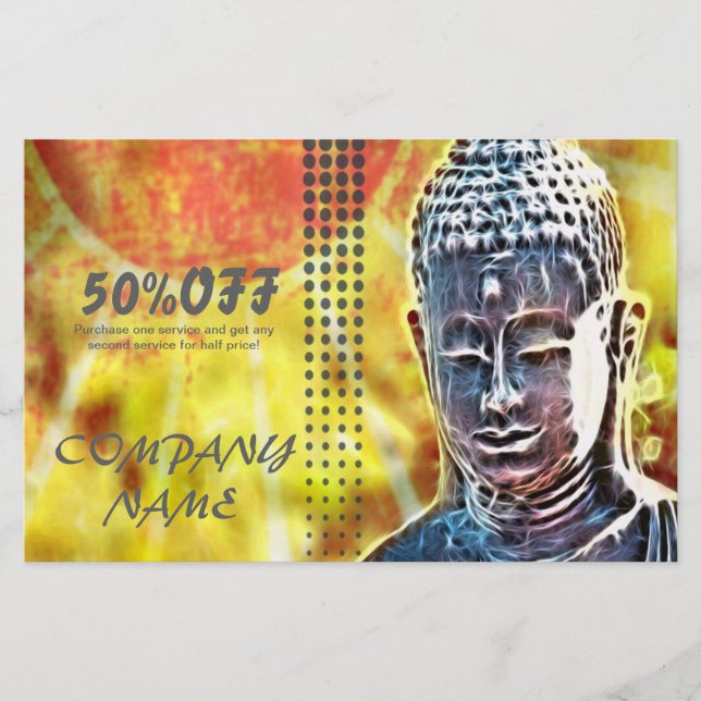 Flyer Terapeuta de meditação Yoga buda zen Massagem (Frente)